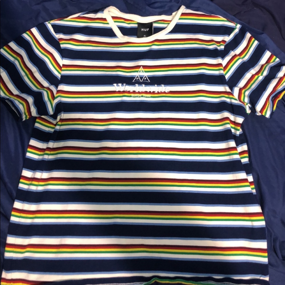 huf worldwide short sleeve striped shirt